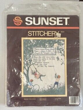 Vtg Sunset Stitchery BLESS THIS CHILD Embroidery Kit 2622 SEALED